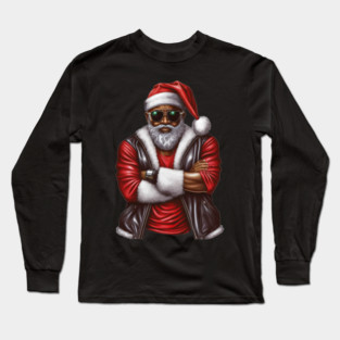 Cool Black Santa, African American Santa Long Sleeve T-Shirt