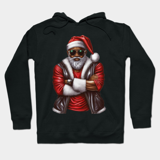 Cool Black Santa, African American Santa Hoodie by UrbanLifeApparel