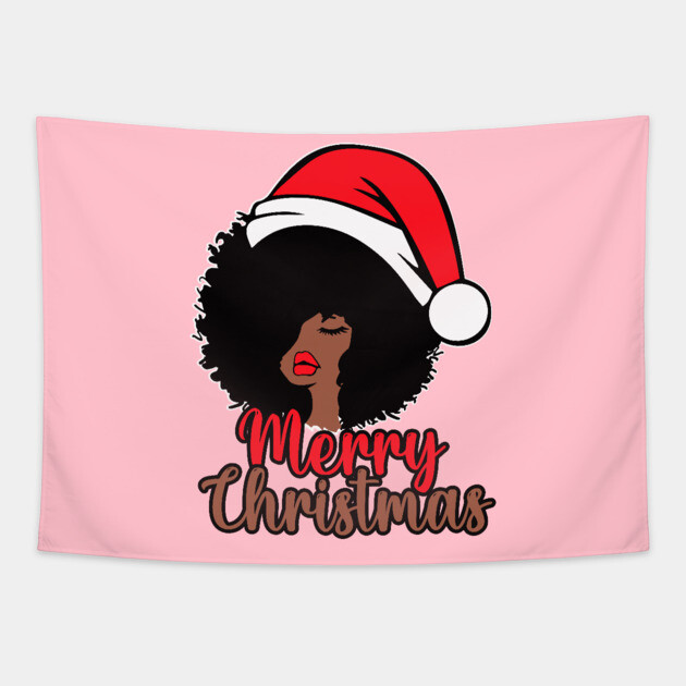 Merry Christmas, Black Woman Santa, Black Mrs Santa Claus Tapestry by UrbanLifeApparel
