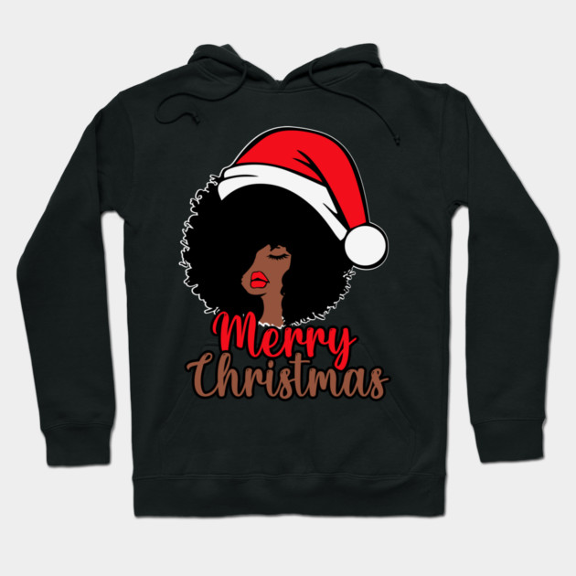 Merry Christmas, Black Woman Santa, Black Mrs Santa Claus Hoodie by UrbanLifeApparel