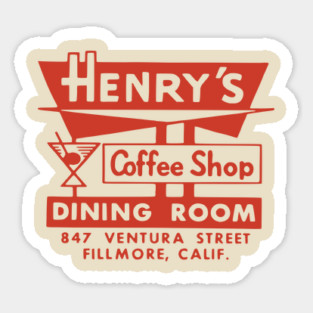 Vintage Diner Matchbook Henry's Coffee Shop Fillmore California Sticker