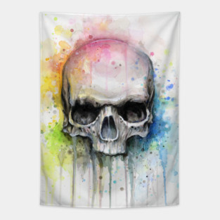 Skull Watercolor Tapestry