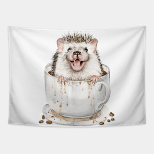 hedgehog in coffee Tapestry
