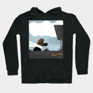 Black Labrador Stunt Pilot Flying Ace Hoodie