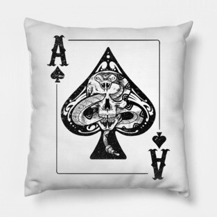 Skull and Snake Ace of Spades Poker fan gift Pillow
