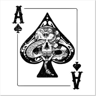 Skull and Snake Ace of Spades Poker fan gift Posters and Art