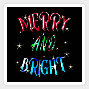 Merry and Bright Glitter Style Text Sticker