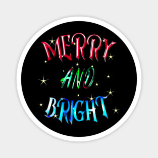 Merry and Bright Glitter Style Text Magnet