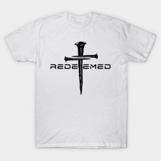 Redeemed Black 3 Nail Cross, Unisex Christian Cotton T-Shirt, Stylish Black Imagery, Trendy Spiritual Shirt, Christian Apparel, Comy, Soft T-Shirt