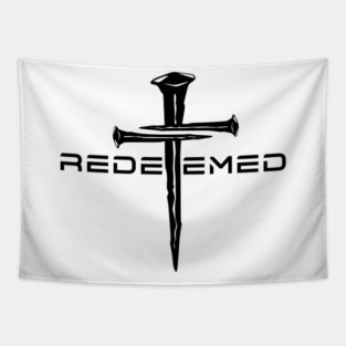 Redeemed Black 3 Nail Cross, Unisex Christian Cotton T-Shirt, Stylish Black Imagery, Trendy Spiritual Shirt, Christian Apparel, Comy, Soft Tapestry