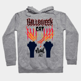 Halloween Cat Nail Art Hoodie