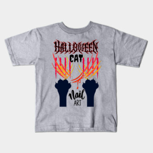 Halloween Cat Nail Art Kids T-Shirt
