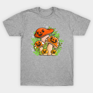 Jack-o-lantern Pumpkin Mushrooms for Halloween T-Shirt