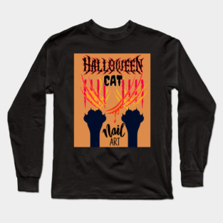 Halloween Cat Nail Art Long Sleeve T-Shirt