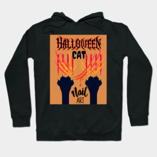 Halloween Cat Nail Art Hoodie
