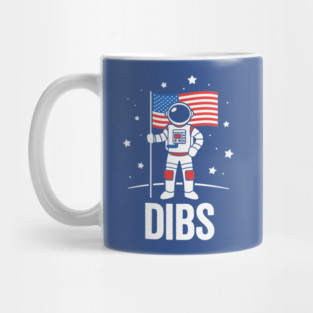 Funny Patriotic Astronaut Claims Dibs on the Moon with an American Flag Mug