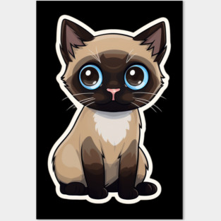 Cute Siamese Cat Lover Funny Siamese Cat Posters and Art