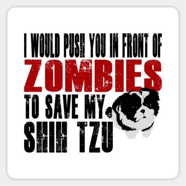 I Would Push You In Front Of Zombies To Save My Shih Tzu Magnet by Yesteeyear