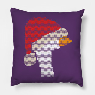 Ugly Christmas Sweater Silly Goose in Funny Santa Hat Pillow