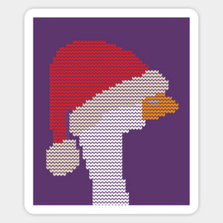 Ugly Christmas Sweater Silly Goose in Funny Santa Hat Sticker