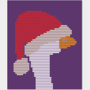 Ugly Christmas Sweater Silly Goose in Funny Santa Hat Posters and Art