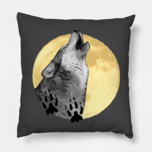 Wolf Design, howling at the moon, wildlife Pillow