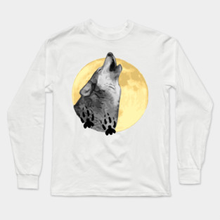 Wolf Design, howling at the moon, wildlife Long Sleeve T-Shirt