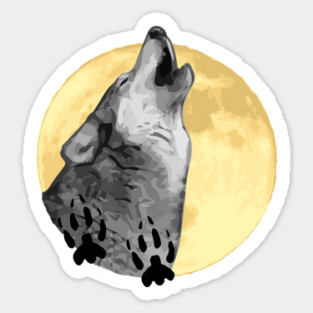 Wolf Design, howling at the moon, wildlife Sticker