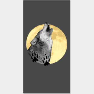 Wolf Design, howling at the moon, wildlife Posters and Art