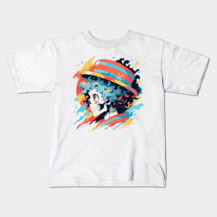 skull wearing a straw hat, Kids T-Shirt