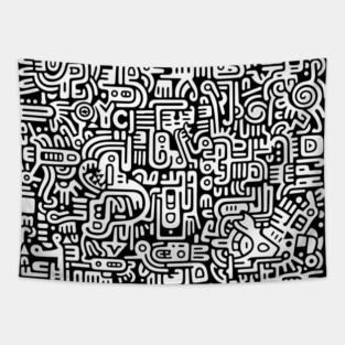 Pop Art Abstract (Haring Inspired) Tapestry