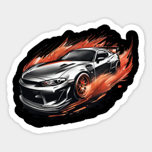 Ford Mustang Drifting on Fire Sticker