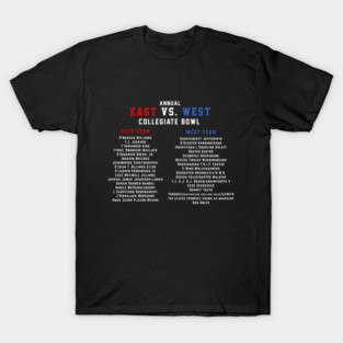 East vs. West Collegiate Bowl Rosters T-Shirt