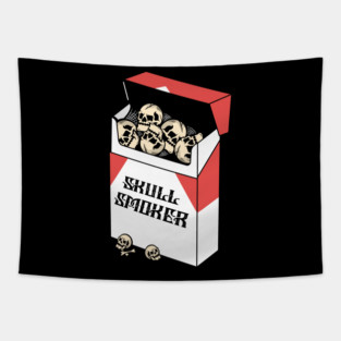 Smoke or DEATH, Smoking Skull, Smoking Skeleton, Cigarette Skull, Cigarette Skeleton Tapestry
