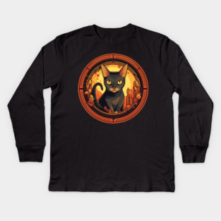 Abyssinian Cat Halloween, Cat Lover Kids Long Sleeve T-Shirt