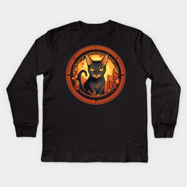 Abyssinian Cat Halloween, Cat Lover Kids Long Sleeve T-Shirt by logiamerch