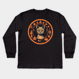 Abyssinian Cat Halloween, Cat Lover Kids Long Sleeve T-Shirt