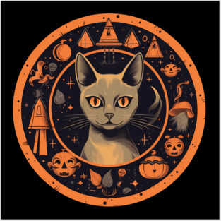 Abyssinian Cat Halloween, Cat Lover Posters and Art