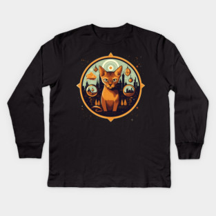 Abyssinian Cat Halloween, Cat Lover Kids Long Sleeve T-Shirt
