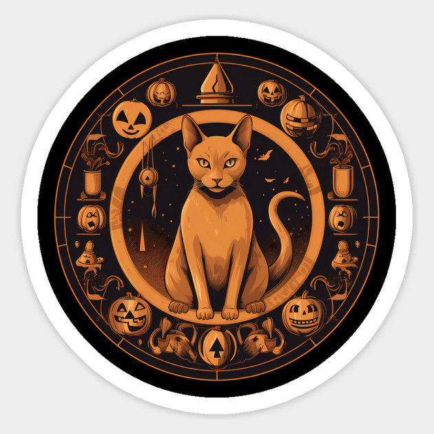 Abyssinian Cat Halloween, Cat Lover Sticker by logiamerch
