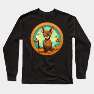Abyssinian Cat Halloween, Cat Lover Long Sleeve T-Shirt