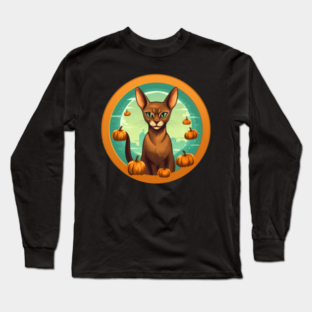 Abyssinian Cat Halloween, Cat Lover Long Sleeve T-Shirt by logiamerch