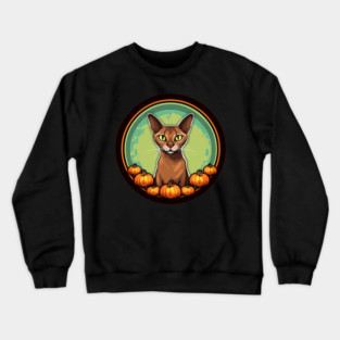 Abyssinian Cat Halloween, Cat Lover Crewneck Sweatshirt