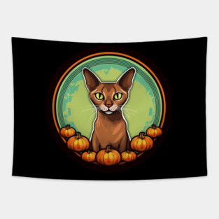 Abyssinian Cat Halloween, Cat Lover Tapestry