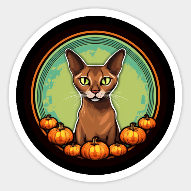 Abyssinian Cat Halloween, Cat Lover Sticker by logiamerch