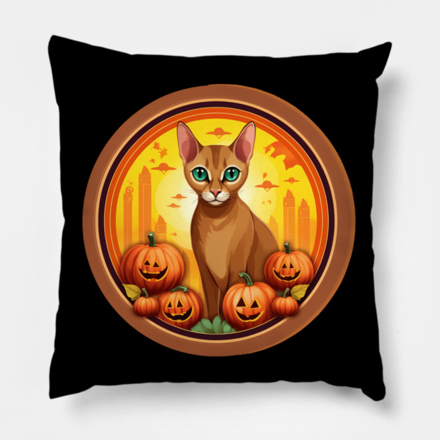 Abyssinian Cat Halloween, Cat Lover Pillow by logiamerch