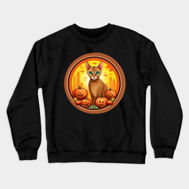 Abyssinian Cat Halloween, Cat Lover Crewneck Sweatshirt by logiamerch