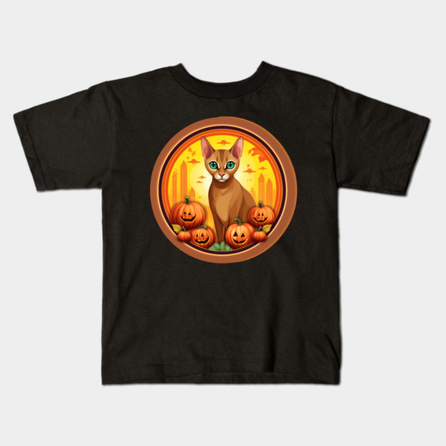 Abyssinian Cat Halloween, Cat Lover Kids T-Shirt by logiamerch