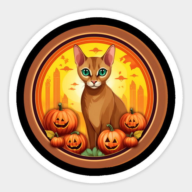 Abyssinian Cat Halloween, Cat Lover Sticker by logiamerch