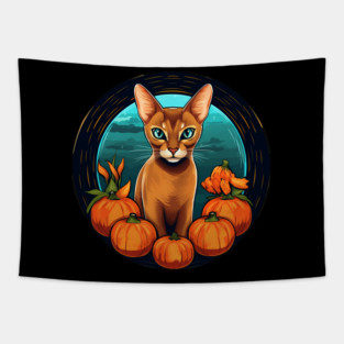Abyssinian Cat Halloween, Cat Lover Tapestry